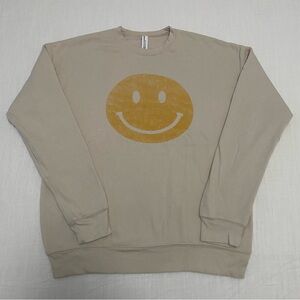 Bella + Canvas Beige Smiley Face Sweatshirt